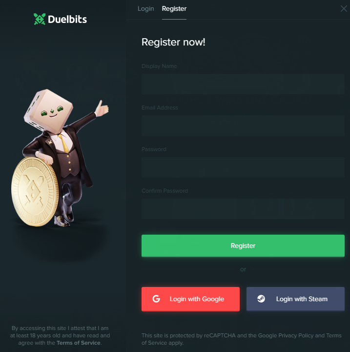 DuelBits Sign Up